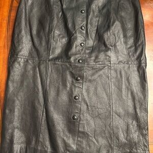 a.n.a Black Leather Skirt with Button Accents